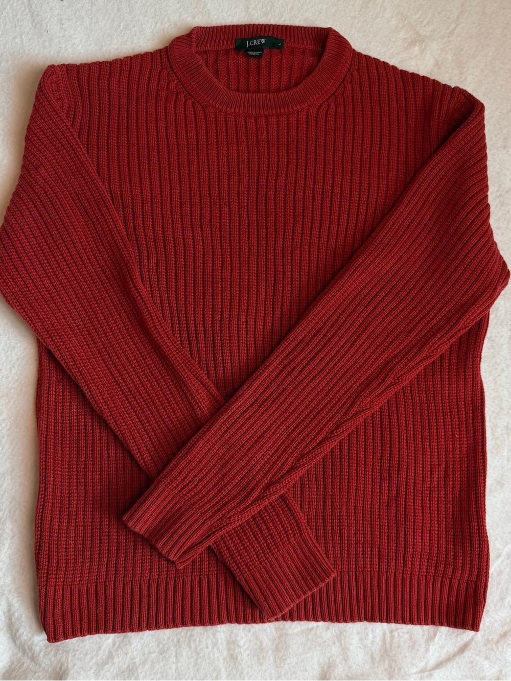 J. Crew Women's Brick Red Ribbed Crewneck Sweater